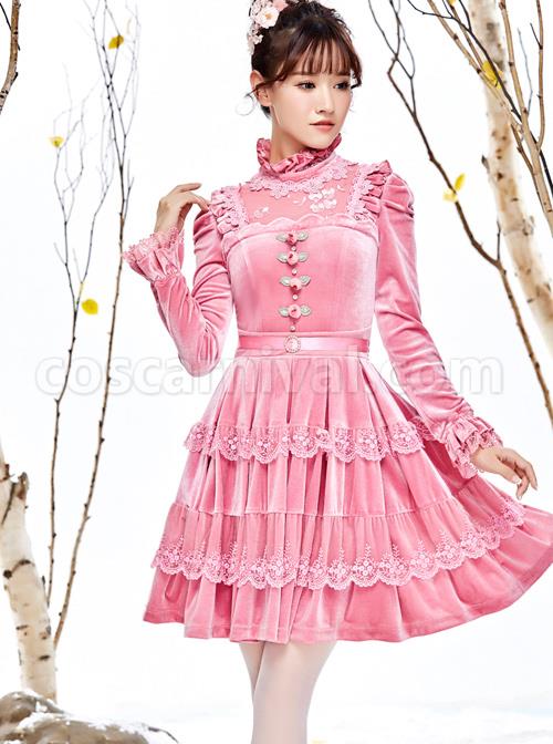 Pink-Thickened-Flounce-Classic-Lolita-Long-Sleeve-Dress-coscarnival-4475