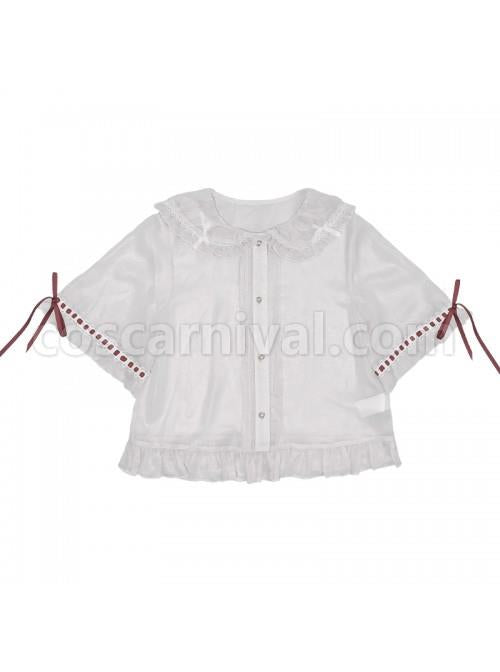 Popping Candy Series Doll Collar Ruffle Hem Sweet Lolita Light Short Sleeve Shirt