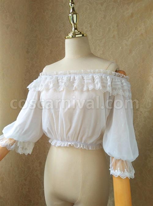 Pure Color Chiffon Classic Lolita Half Sleeve Shirt coscarnival
