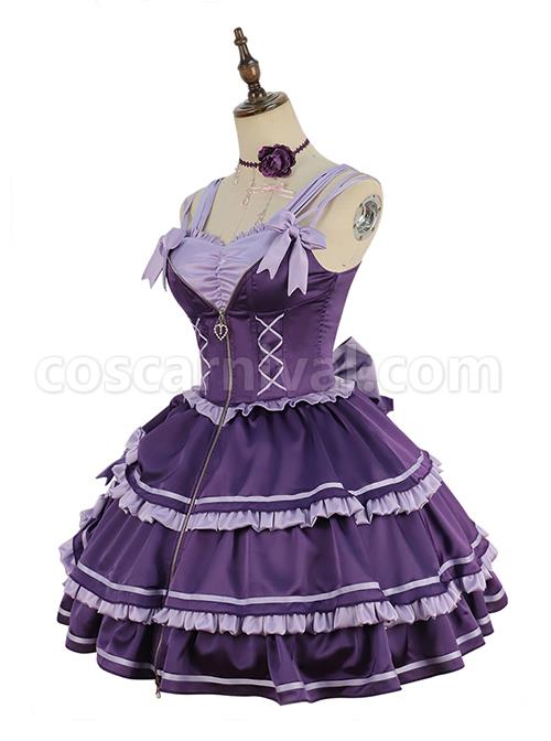 Purple-Sexy-Metal-Zipper-Design-Three-Layer-Pleated-Hem-Bow-Knots-Decoration-JSK-Classic-Lolita-Dress-Set-coscarnival-4968
