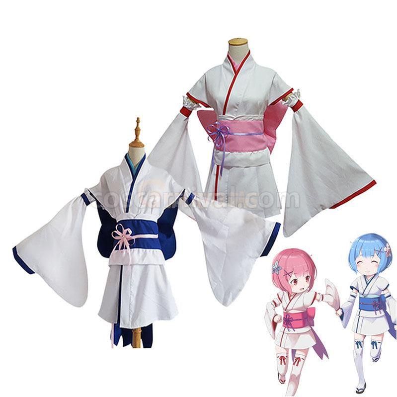 ReZero Starting Life in Another World Childhood Rem and Ram Kimono Cosplay Costume coscarnival011118902