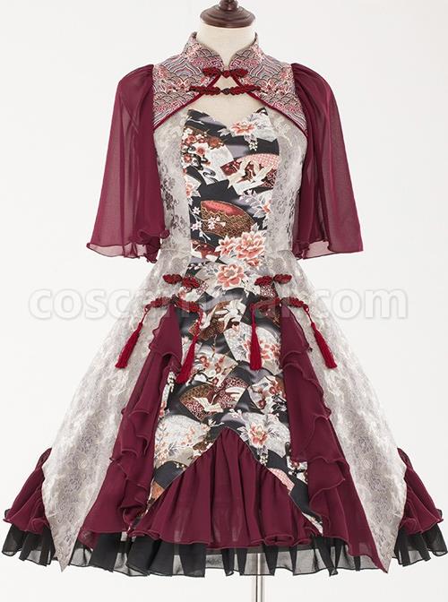 Red-crowned-Crane-Pattern-Chinese-Style-Classic-Lolita-Half-Sleeve-Dress-coscarnival-3720