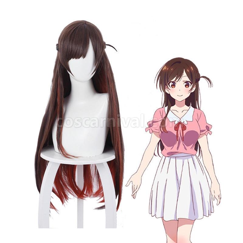 Rent A Girlfriend Chizuru Ichinose Long Brown Cosplay Wigs coscarnival011113992