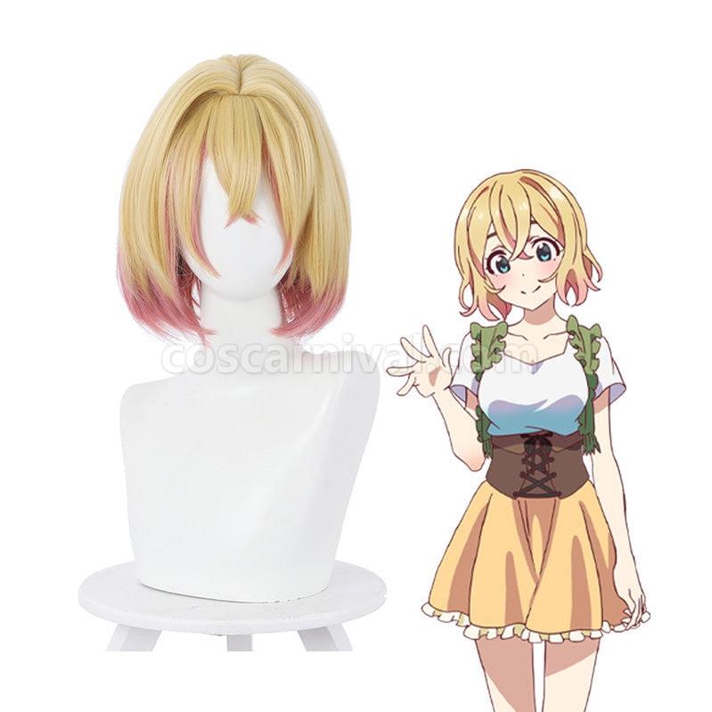 Rent A Girlfriend Mami Nanami Short Yellow Gradient Pink Cosplay Wigs coscarnival011113971