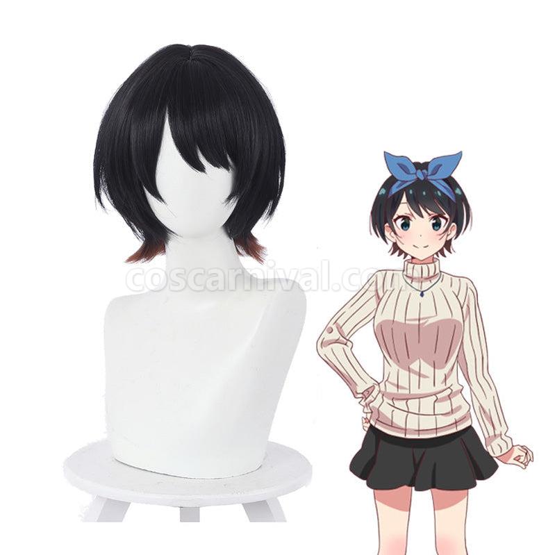 Rent A Girlfriend Ruka Sarashina Short Black Gradient Brown Cosplay Wigs coscarnival011113974