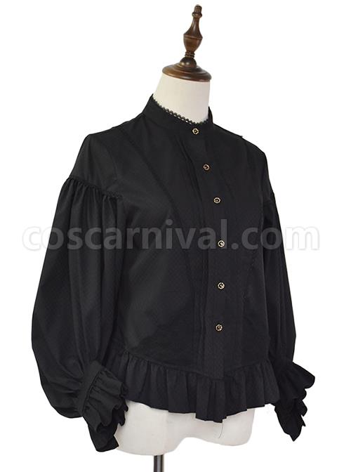 Retro Handsome Classic Lolita Long Lantern Sleeve Shirt coscarnival