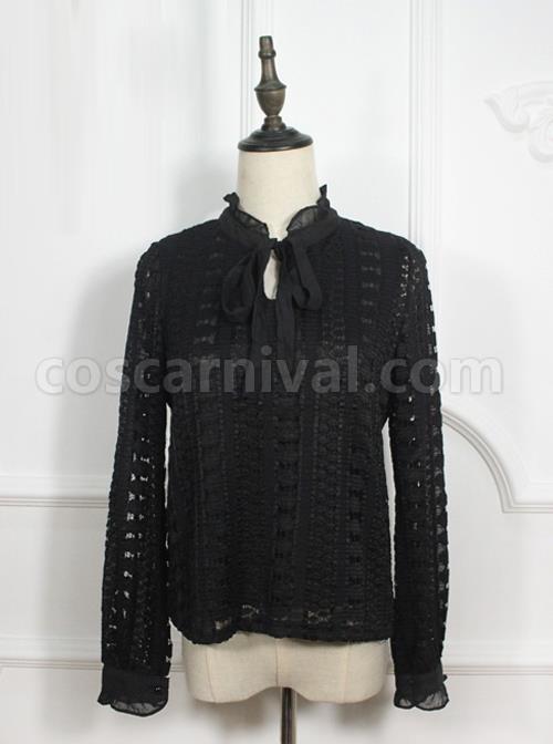 Retro Lace Elegance Bowknot Lolita Shirt coscarnival