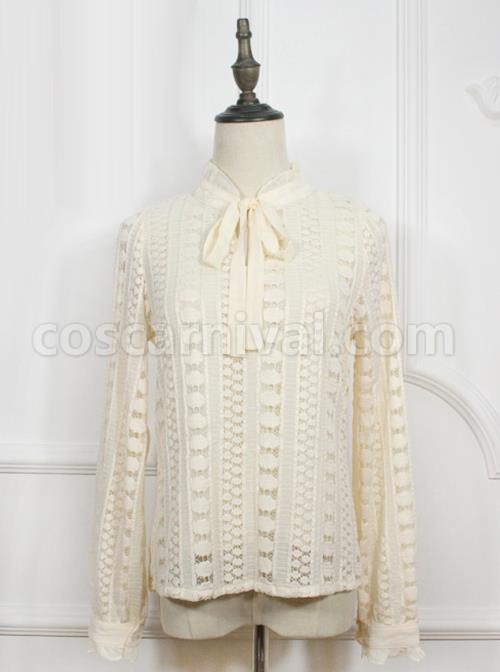 Retro Lace Elegance Bowknot Lolita Shirt coscarnival