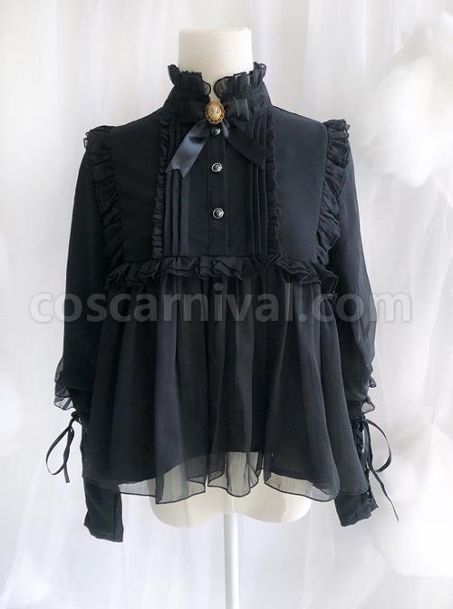 Retro Long Sleeve Ruffle Chiffon Lace Classic Lolita Lamb-leg Sleeve Shirt coscarnival