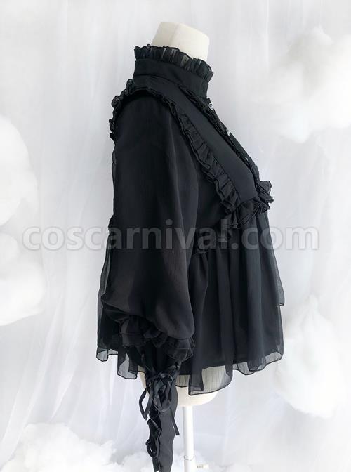 Retro Long Sleeve Ruffle Chiffon Lace Classic Lolita Lamb-leg Sleeve Shirt