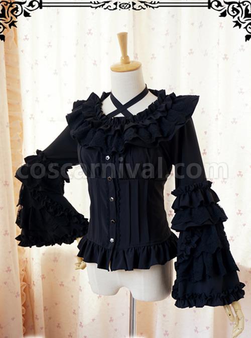 Retro Long Trumpet Sleeve Classic Lolita Shirt coscarnival