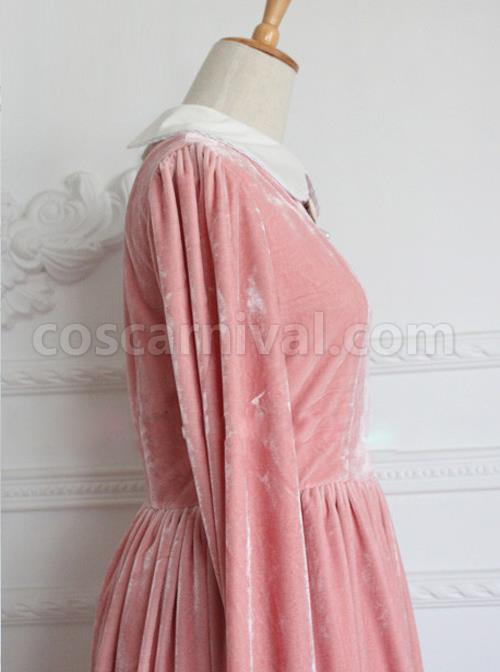 Retro-Pink-Pleuche-Round-Collar-Long-Sleeves-Classic-Lolita-Dress-coscarnival-1066