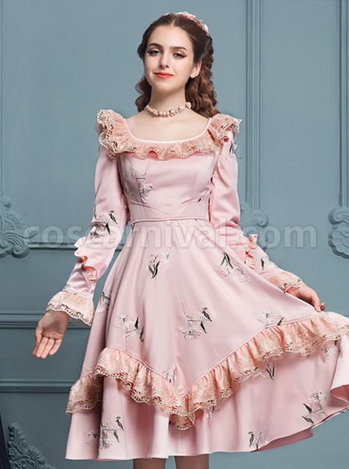 Retro-Pink-Ruffles-Elegant-Classic-Lolita-Long-Sleeve-Dress-coscarnival-4950