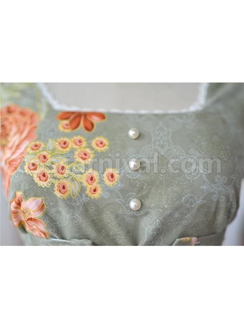 Retro-Pure-Cotton-Green-Ruffles-Classic-Lolita-Sleeveless-Dress-coscarnival-3991