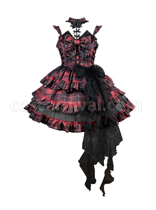 Rock-Punk-Style-Classic-Plaid-Decoration-Layered-Hem-Mesh-Bow-Knot-Trim-Lolita-Sleeveless-Dress-coscarnival-2261