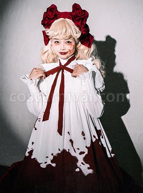 Romeo Series Doll Collar Puff Sleeve Bloody Gothic Lolita Short-Sleeved Dress
