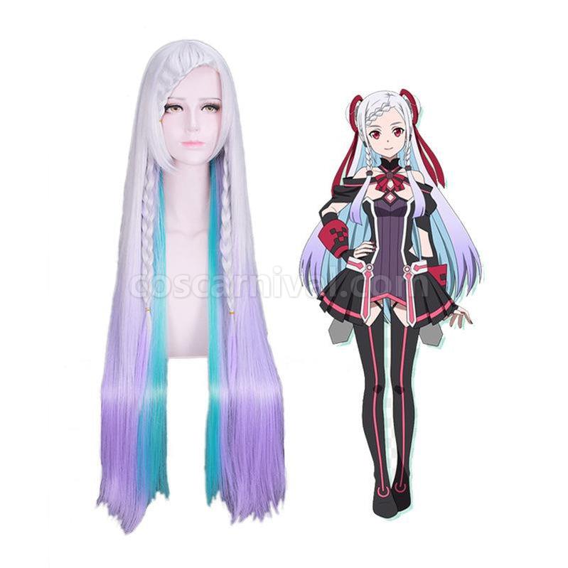 SAO Sword Art Online Ordinal Scale Yuna Long Mixed Purple Cosplay Wigs coscarnival011117665