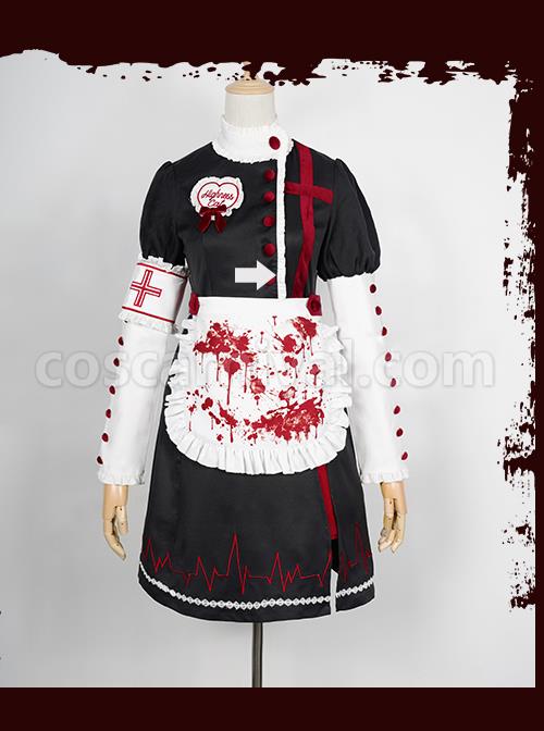 Scarlet Cross Series OP Short Style Blood Printing Halloween Nurse Gothic Lolita Long Sleeve Dress