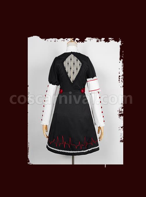 Scarlet Cross Series OP Short Style Blood Printing Halloween Nurse Gothic Lolita Long Sleeve Dress