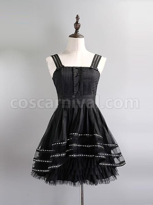 Sexy High Waist Gothic Lolita Sling Dress coscarnival