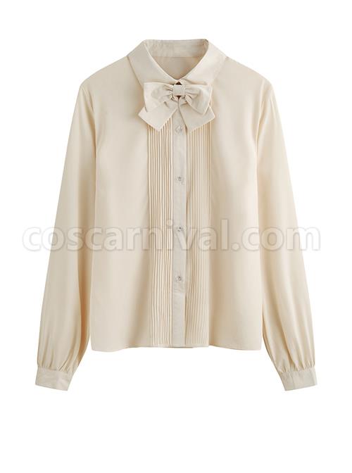 Simple Bowknot Elegant Long Sleeve Classic Lolita Shirt coscarnival