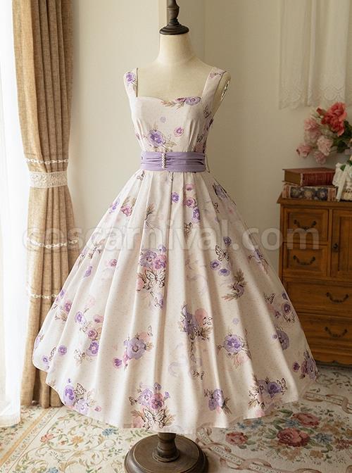 Simple-White-Floral-Pattern-Pearl-Belt-Open-Back-Large-Bow-Sleeveless-Sling-Classic-Lolita-Dress-coscarnival-2230