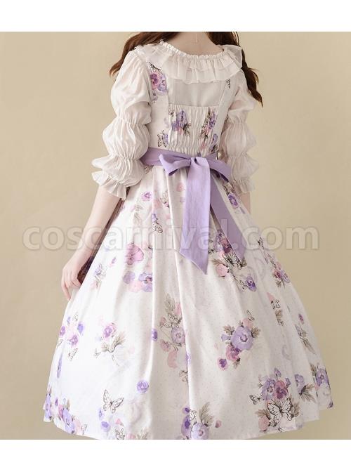 Simple-White-Floral-Pattern-Pearl-Belt-Open-Back-Large-Bow-Sleeveless-Sling-Classic-Lolita-Dress-coscarnival-2251