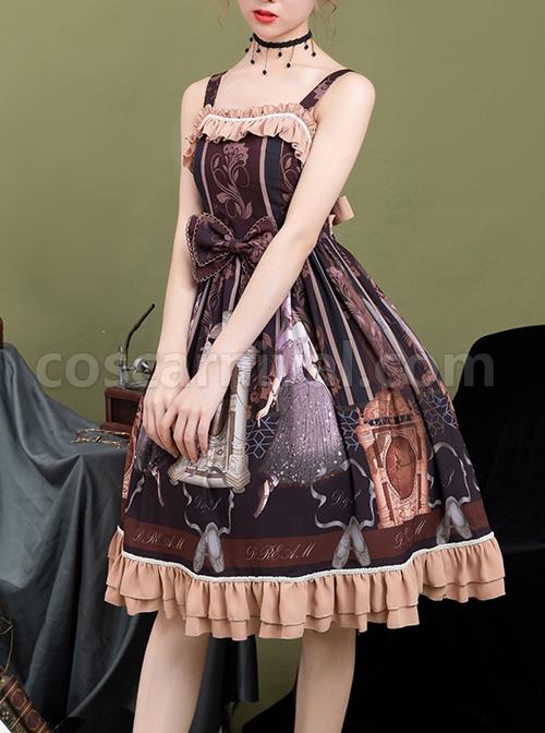 Sleeping-Clock-Series-JSK-Ruffle-Brown-Classic-Lolita-Sling-Dress-coscarnival-4430