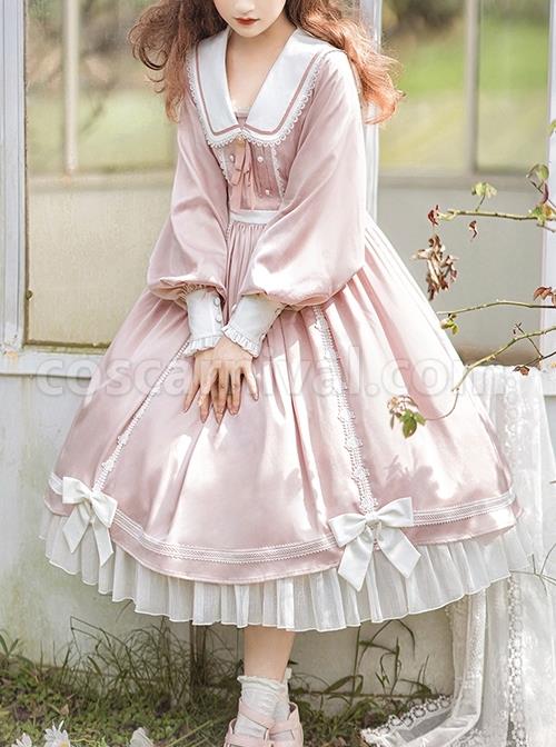 Solid-Color-Elegant-Autumn-Gentle-Lantern-Sleeve-Rose-Lace-Rabbit-Ears-Classic-Lolita-Long-Sleeve-Dress-coscarnival-156
