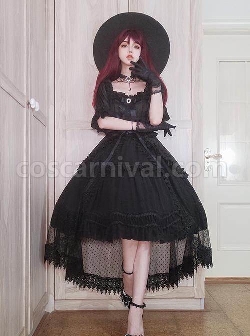Solid-Color-Elegant-Spring-Summer-Square-Neck-Lace-Polka-Dot-Cloak-Two-Wear-Design-Classic-Lolita-Short-Sleeved-Dress-coscarnival-2183