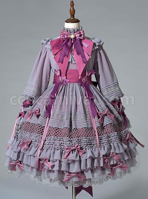 Stand-Collar-Lace-Lantern-Sleeve-Detachable-Bow-Knot-Tie-Hollow-Grid-Bow-Knot-Hem-Design-Classic-Lolita-Long-Sleeve-Dress-coscarnival-2075