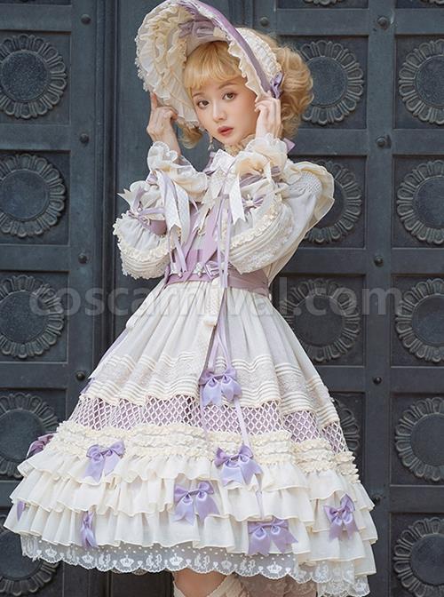 Stand-Collar-Lace-Lantern-Sleeve-Detachable-Bow-Knot-Tie-Hollow-Grid-Bow-Knot-Hem-Design-Classic-Lolita-Long-Sleeve-Dress-coscarnival-2083