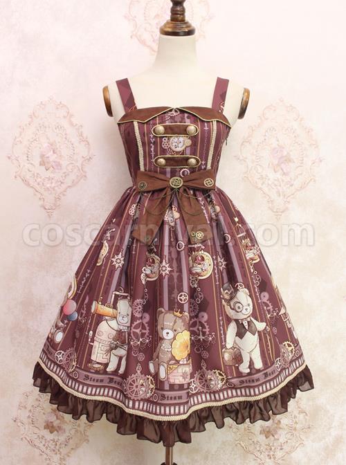 Steam-Bear-Series-JSK-Gear-Bowknot-Classic-Lolita-Sling-Dress-coscarnival-3815