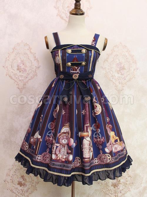 Steam-Bear-Series-JSK-Gear-Bowknot-Classic-Lolita-Sling-Dress-coscarnival-3822