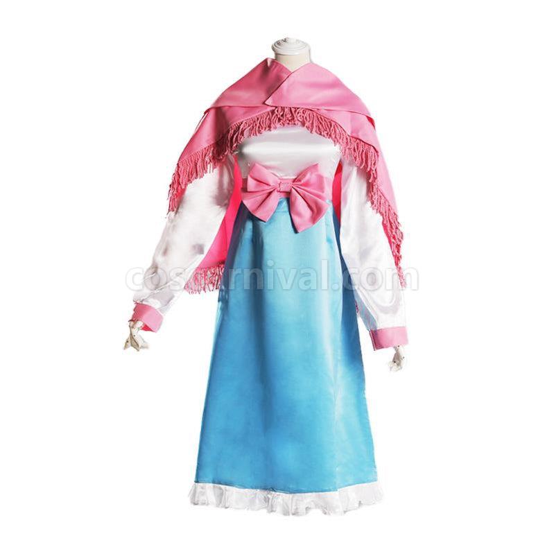 Steins Gate 0 Shiina Mayuri White and Blue Dress Cosplay Costume with Scarf coscarnival011117082