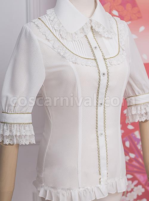 Strawberry Witch *The Fairytale Drama Of Chibor* Series Retro Slim Classic Lolita Short Sleeve Shirt