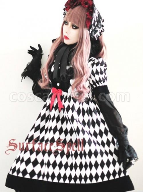 Surface Spell Illusion Realizer Gingham High Waist Lolita OP Dress coscarnival