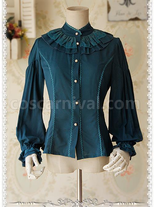 Swan Lake Of Love Series Chiffon Little Standing Collar Classic Lolita Long Sleeves Shirt coscarnival