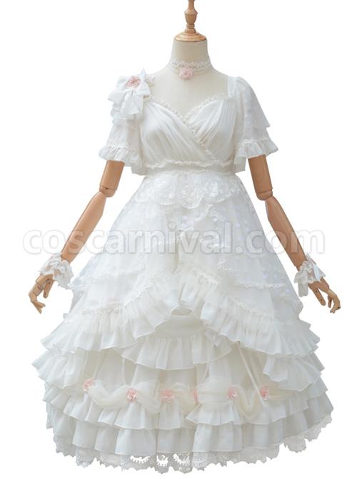 Swan Lake Series Lace Gothic Lolita Short Sleeve Dress coscarnival