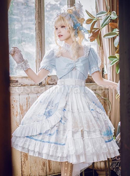 Swan-Lake-Series-Lace-Ruffled-Puff-Sleeves-Chest-Bow-Design-Pearl-Decoration-Classic-Lolita-Short-Sleeve-Dress-coscarnival-2033