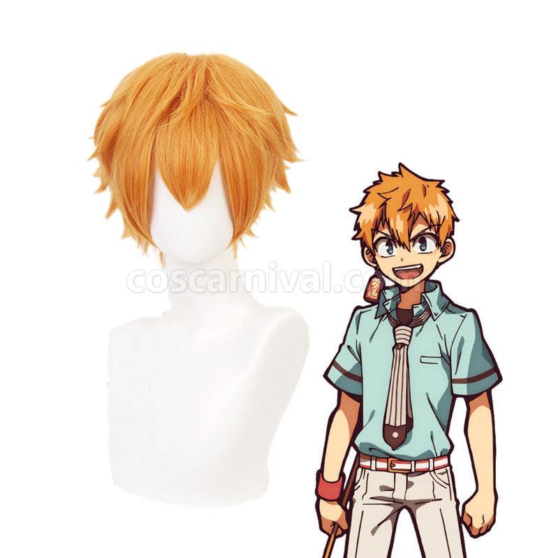 TBHK Toilet bound Hanako kun Minamoto Kou Short Orange Cosplay Wigs coscarnival011115693
