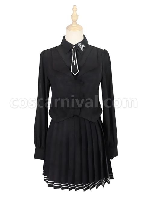 Taboo Book Series Winter Gothic Lolita Shirt And Vest And Pleated Skirt Three-piece Suit coscarnival