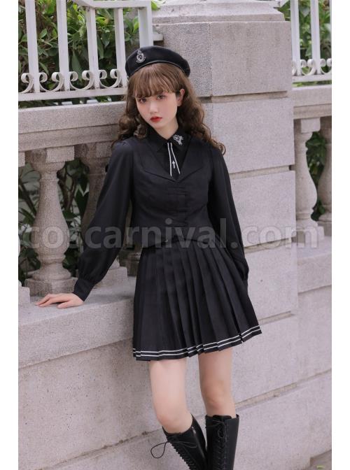 Taboo Book Series Winter Gothic Lolita Shirt And Vest And Pleated Skirt Three-piece Suit coscarnival