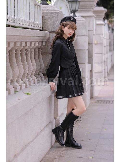 Taboo Book Series Winter Gothic Lolita Shirt And Vest And Pleated dress Three-piece Suit