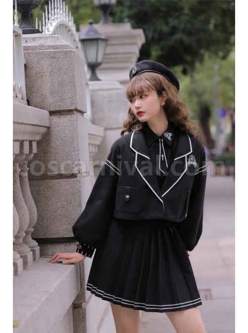 Taboo Book Series Winter Gothic Lolita Shirt And Vest And Pleated dress Three-piece Suit