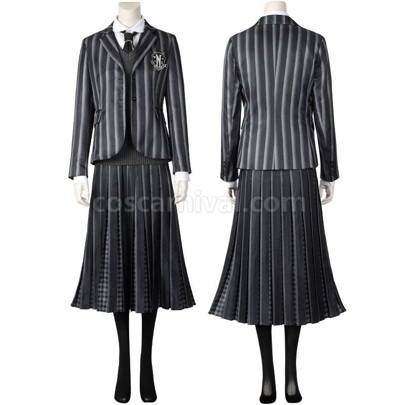 The Addams Family Wednesday Addams School Uniform Cosplay Costumes coscarnival01111318