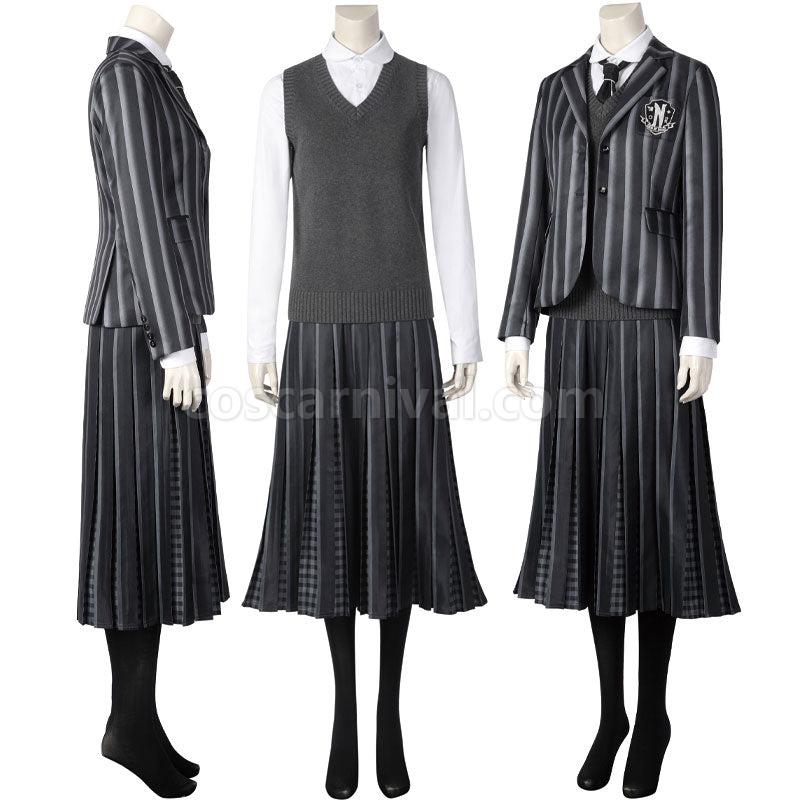 The Addams Family Wednesday Addams School Uniform Cosplay Costumes coscarnival01111328