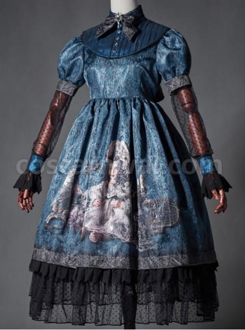 The Broken Doll Indigo Cuff Sleeve Lolita OP coscarnival