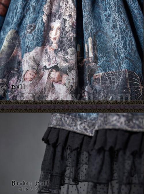 The Broken Doll Indigo Cuff Sleeve Lolita OP