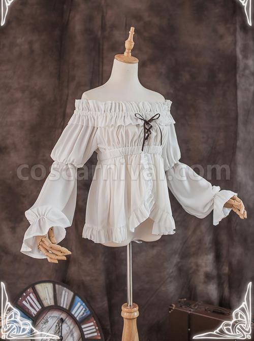 The Great Voyage- Puff Sleeve Elastic Neckline Lolita Shirt coscarnival